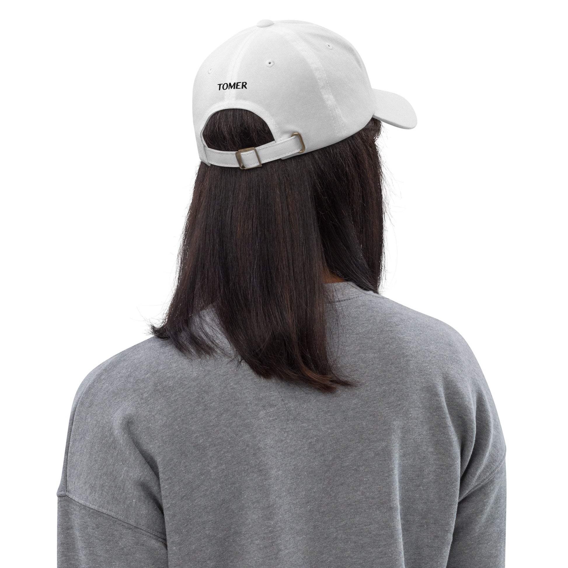 Tomerstyles White Dad Hat - Black Logo