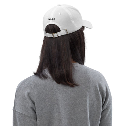 Tomerstyles White Dad Hat - Black Logo