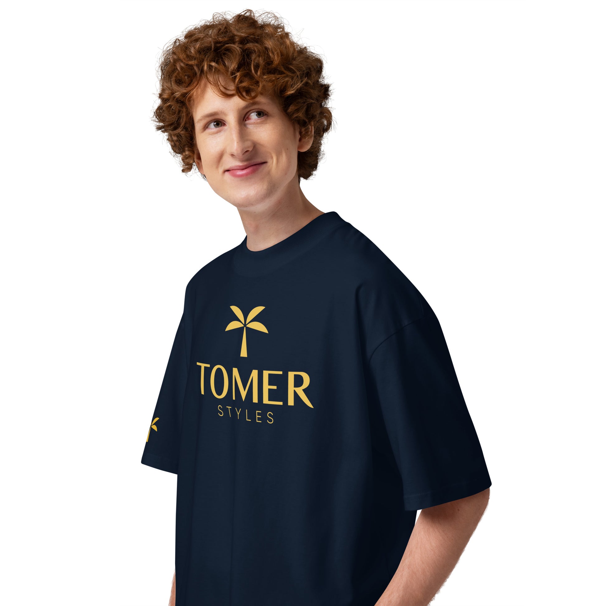 Oversized High Neck T-Shirt - Navy