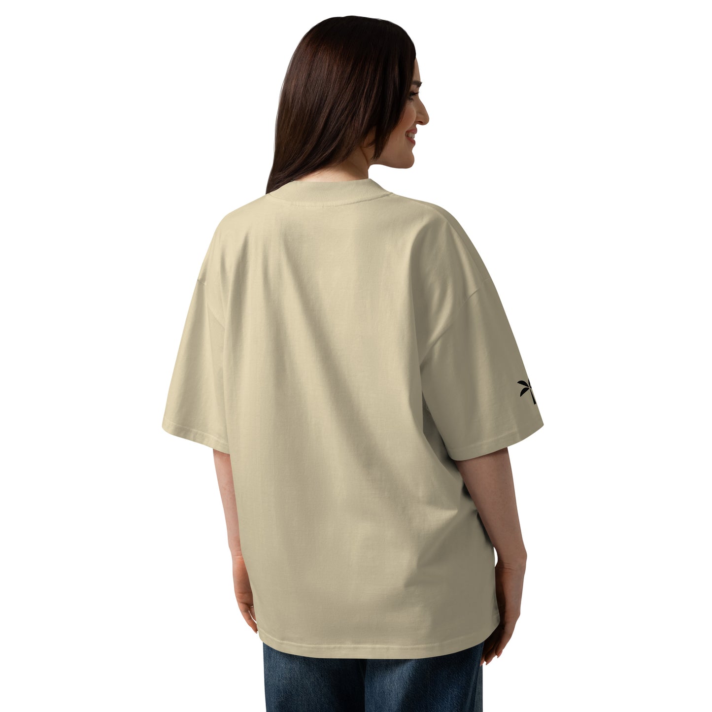 Oversized High Neck T-Shirt - Sand